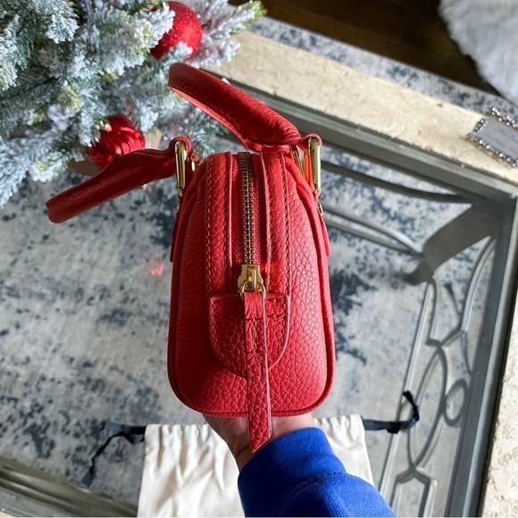 By Far Bag Dora Leather Tote Pebbled Shoulder-Strap Cowhide Miniature Coral NWT - Picture 10 of 11